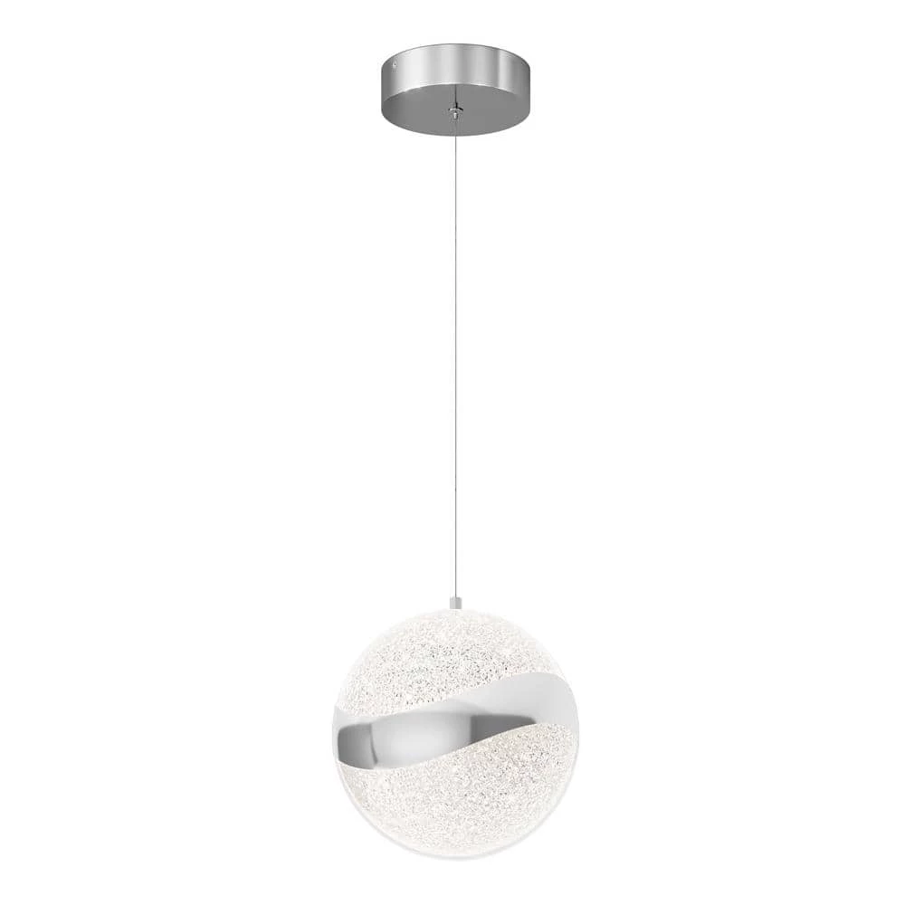 Wavey Ball 20-Watt 1-Light Integrated LED Chrome Modern Hanging Pendant Light with Acrylic for Kitchen Island by Artika 3 Wavey Ball 20-Watt 1-Light Integrated LED Chrome Modern Hanging Pendant Light with Acrylic for Kitchen Island by Artika