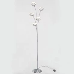 Optical 74 in. Chrome Modern Dimmable Floor Lamp with Foot Activated Switch for Living Room by Artika -KINWELL shop chrome artika floor lamps flr op ccr 4f 1000