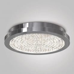 Glam 13.5 in. 1-Light Chrome Modern LED Flush Mount Ceiling Light for Kitchen Dining Room by Artika -KINWELL shop chrome artika flush mount lights clgl hd1 4f 1000
