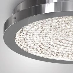 Glam 13.5 in. 1-Light Chrome Modern LED Flush Mount Ceiling Light for Kitchen Dining Room by Artika -KINWELL shop chrome artika flush mount lights clgl hd1 c3 1000