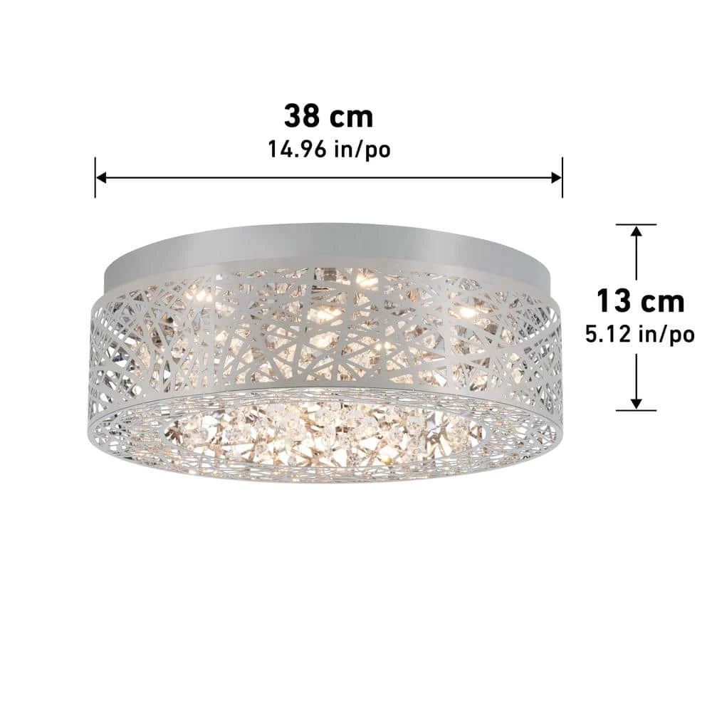Crystal Nest 15 in. Chrome Modern Integrated LED Flush Mount Ceiling Light Chandelier for Hallway and Bedroom by Artika 5 Crystal Nest 15 in. Chrome Modern Integrated LED Flush Mount Ceiling Light Chandelier for Hallway and Bedroom by Artika - Image 3