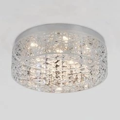 Crystal Nest 15 in. Chrome Modern Integrated LED Flush Mount Ceiling Light Chandelier for Hallway and Bedroom by Artika
