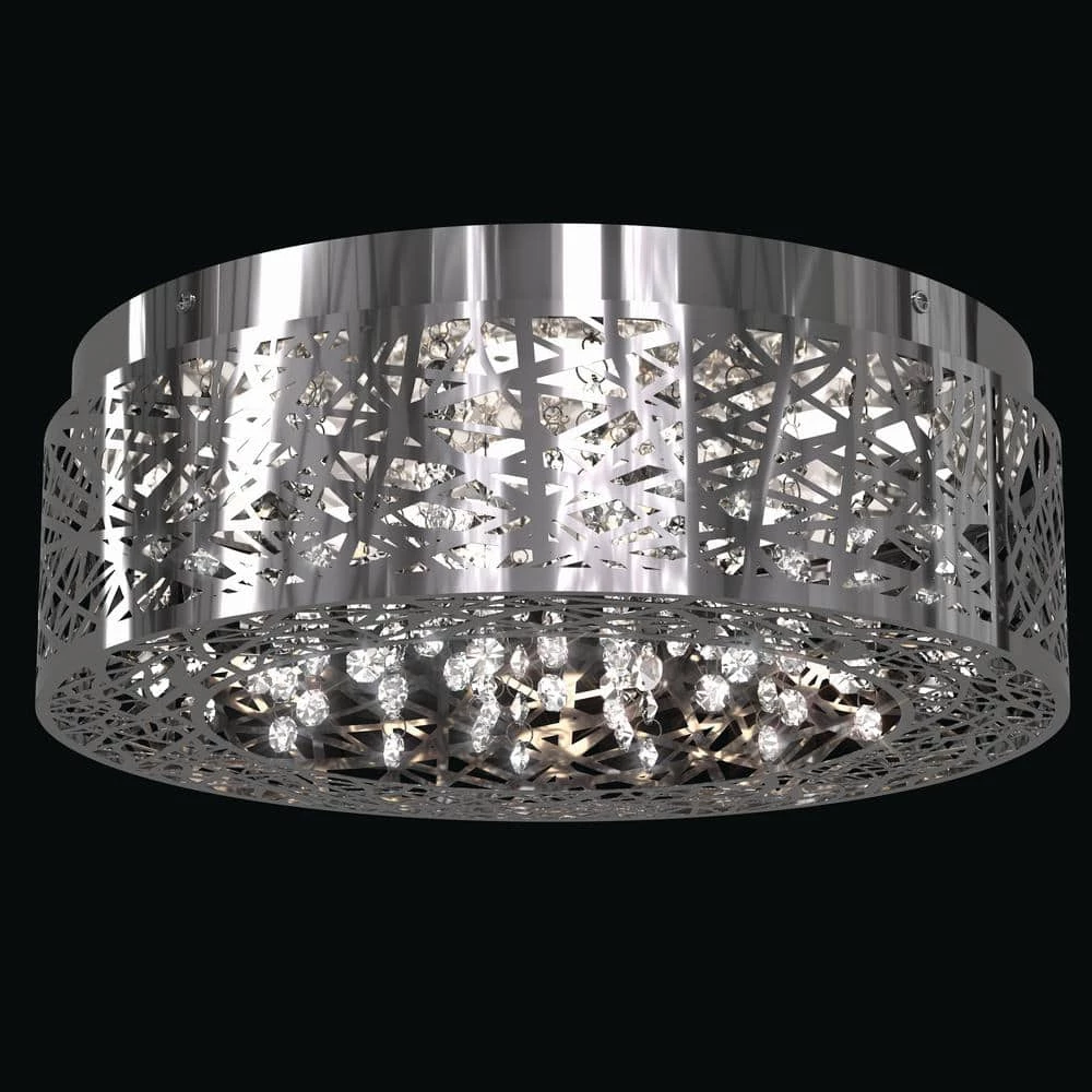 Crystal Nest 15 in. Chrome Modern Integrated LED Flush Mount Ceiling Light Chandelier for Hallway and Bedroom by Artika 6 Crystal Nest 15 in. Chrome Modern Integrated LED Flush Mount Ceiling Light Chandelier for Hallway and Bedroom by Artika - Image 4