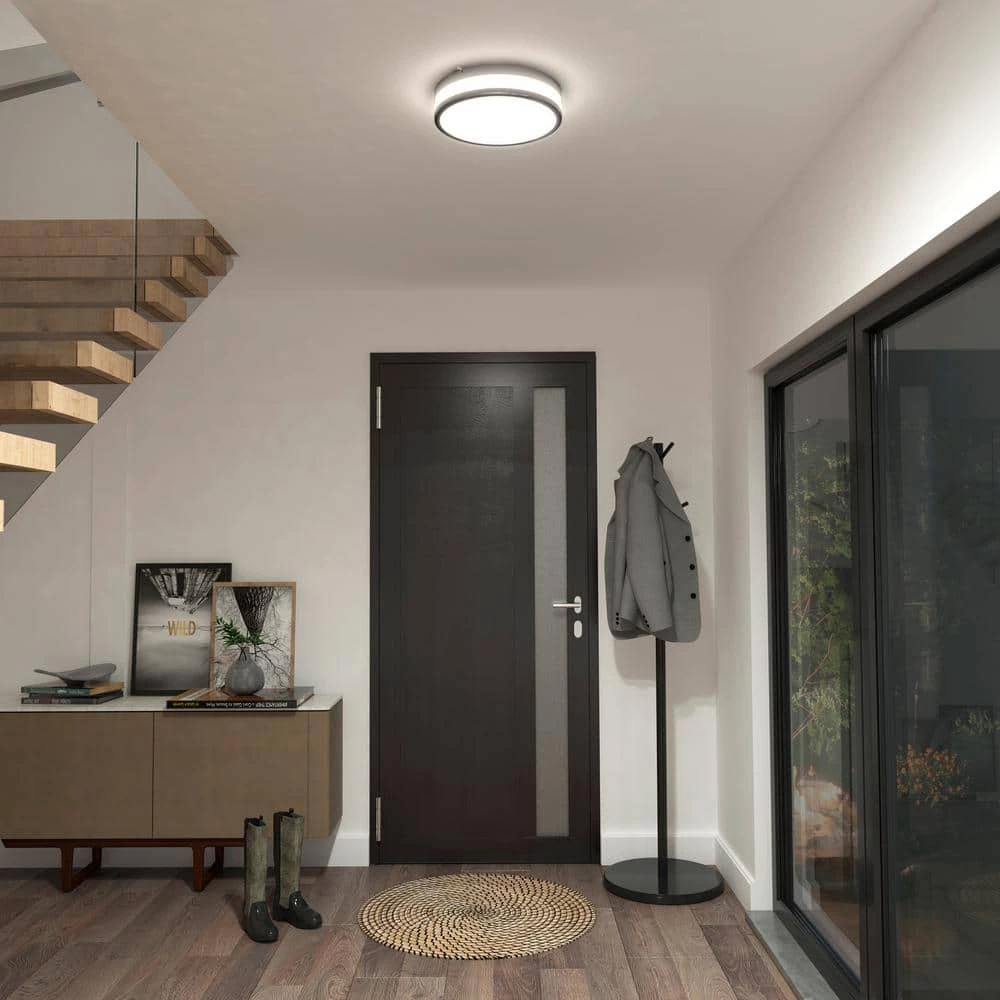 Luna 12 in. 1-Light Chrome Modern Integrated LED Flush Mount Ceiling Light for Bedroom and Hallway by Artika 4 Luna 12 in. 1-Light Chrome Modern Integrated LED Flush Mount Ceiling Light for Bedroom and Hallway by Artika - Image 2