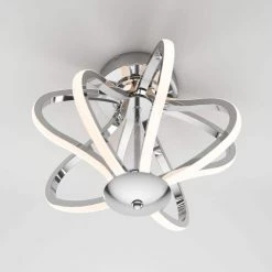 Meridian 12 in. 1-Light Chrome Modern Integrated LED Flush Mount Ceiling Light Chandelier for Kitchen Dining Room by Artika -KINWELL shop chrome artika flush mount lights fm md cr 44 1000