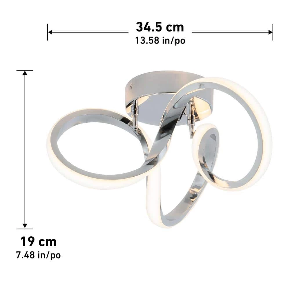 Swirl 13 in. Chrome Modern LED Flush Mount Ceiling Light for Kitchen Dining Room by Artika 5 Swirl 13 in. Chrome Modern LED Flush Mount Ceiling Light for Kitchen Dining Room by Artika - Image 3
