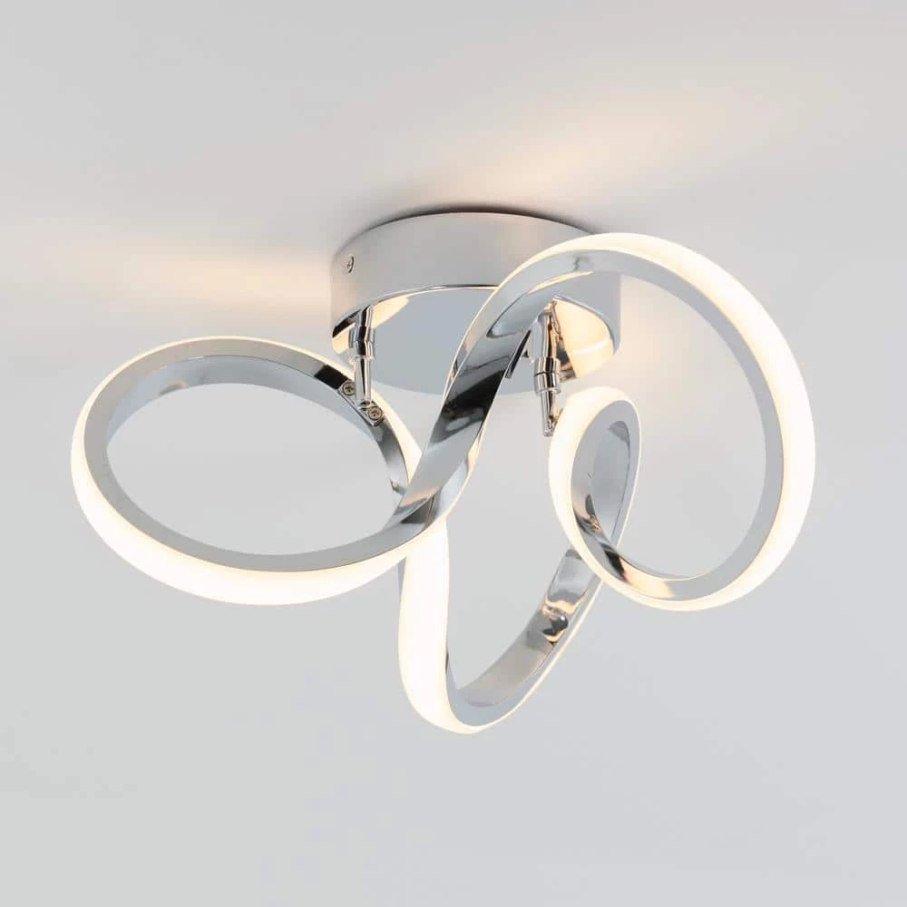 Swirl 13 in. Chrome Modern LED Flush Mount Ceiling Light for Kitchen Dining Room by Artika 7 Swirl 13 in. Chrome Modern LED Flush Mount Ceiling Light for Kitchen Dining Room by Artika - Image 5