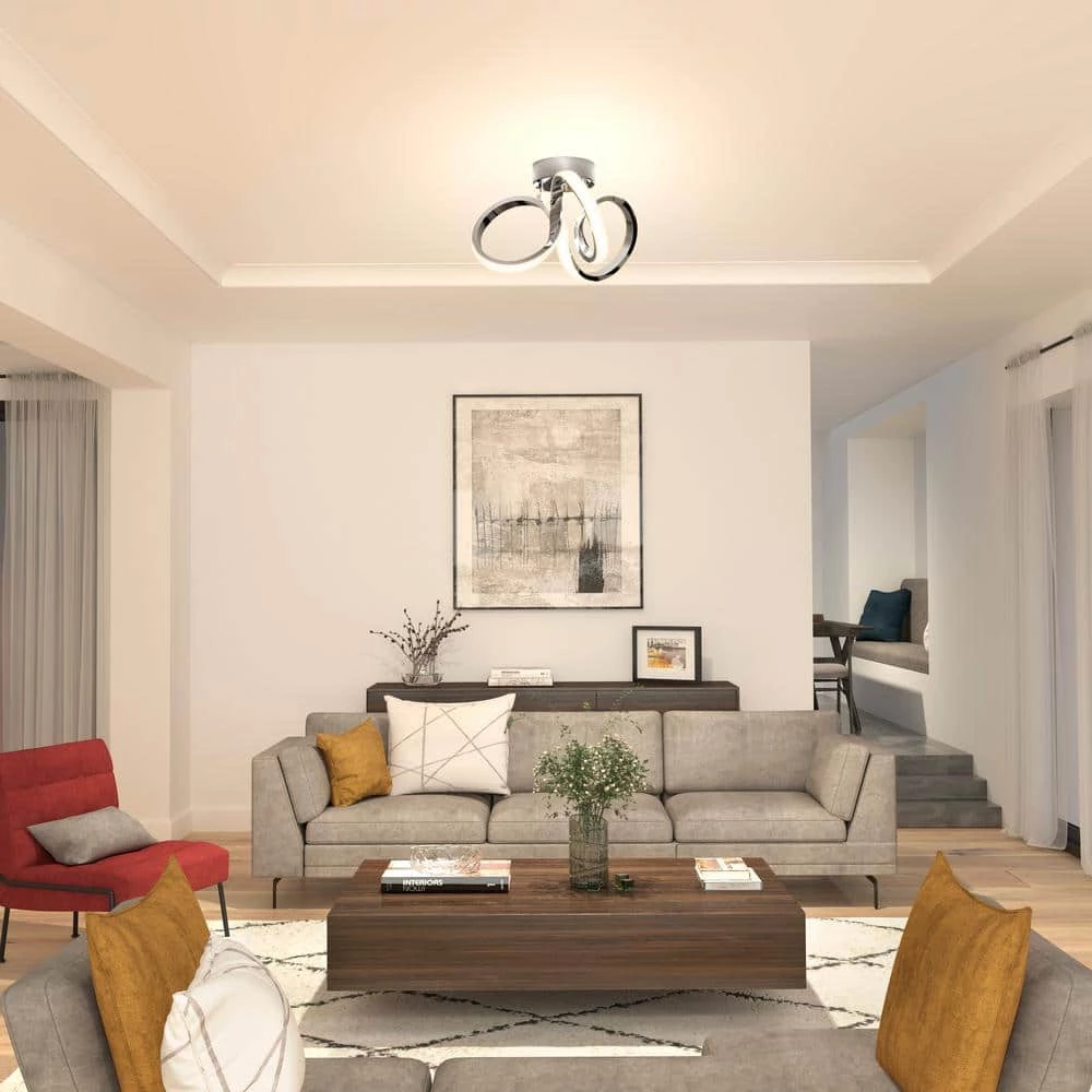 Swirl 13 in. Chrome Modern LED Flush Mount Ceiling Light for Kitchen Dining Room by Artika 4 Swirl 13 in. Chrome Modern LED Flush Mount Ceiling Light for Kitchen Dining Room by Artika - Image 2