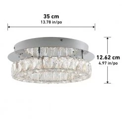 Celebrity 13.8 in. Modern Crystal Chrome LED Semi-Flush Mount Ceiling Light Chandelier for Hallway and Bedroom by Artika -KINWELL shop chrome artika flush mount lights fmgl c1 40 1000