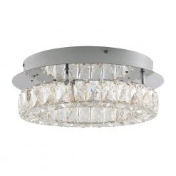Celebrity 13.8 in. Modern Crystal Chrome LED Semi-Flush Mount Ceiling Light Chandelier for Hallway and Bedroom by Artika