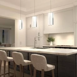 Subway Round 12-Watt Integrated LED Chrome Modern Hanging Mini Pendant Light for Kitchen Island by Artika -KINWELL shop chrome artika pendant lights pdt 1sub hd cr c3 1000