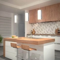 Subway Round 12-Watt Integrated LED Chrome Modern Hanging Mini Pendant Light for Kitchen Island by Artika -KINWELL shop chrome artika pendant lights pdt 1sub hd cr fa 1000