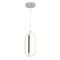 Arlo 24-Watt Integrated LED Chrome Modern Hanging Mini Pendant Light for Kitchen Island by Artika