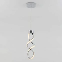 Swirl 13-Watt Integrated LED Chrome Modern Hanging Mini Pendant Light for Kitchen Island by Artika -KINWELL shop chrome artika pendant lights pdt1 swr 44 1000