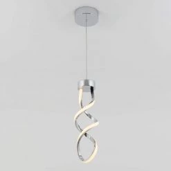 Swirl 13-Watt Integrated LED Chrome Modern Hanging Mini Pendant Light for Kitchen Island by Artika -KINWELL shop chrome artika pendant lights pdt1 swr fa 1000