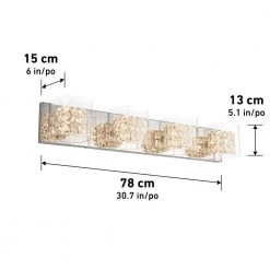 Crystal Cube 31 in. 4-Light Chrome Modern Bath Vanity Light Bar with Glass Shade for Bathroom by Artika -KINWELL shop chrome artika vanity lighting amp110 on 40 1000