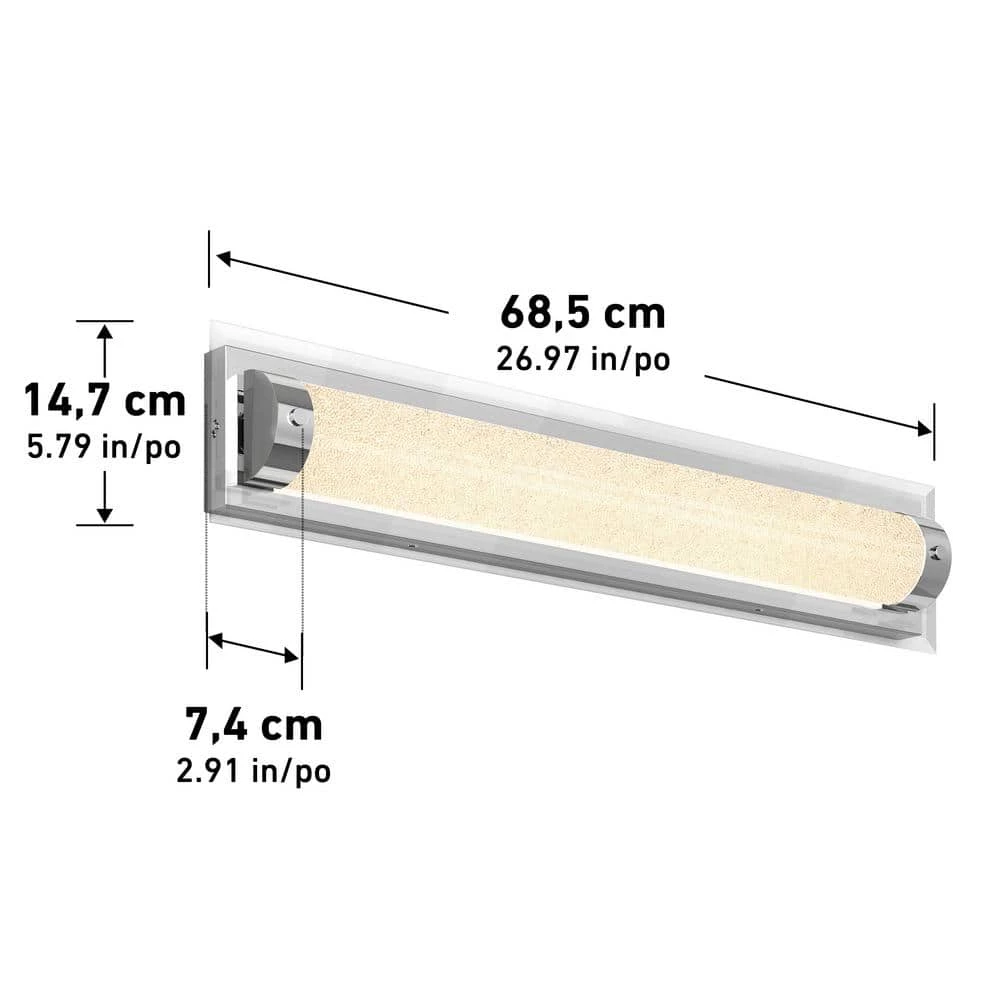 Glamour 27 in. 1-Light Chrome LED Modern Bath Vanity Light Bar for Bathroom with 3CCT by Artika 7 Glamour 27 in. 1-Light Chrome LED Modern Bath Vanity Light Bar for Bathroom with 3CCT by Artika - Image 5
