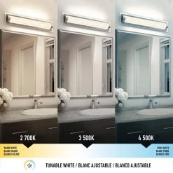 Glamour 27 in. 1-Light Chrome LED Modern Bath Vanity Light Bar for Bathroom with 3CCT by Artika 12 Glamour 27 in. 1-Light Chrome LED Modern Bath Vanity Light Bar for Bathroom with 3CCT by Artika -KINWELL shop chrome artika vanity lighting van glc hd2cr 4f 1000