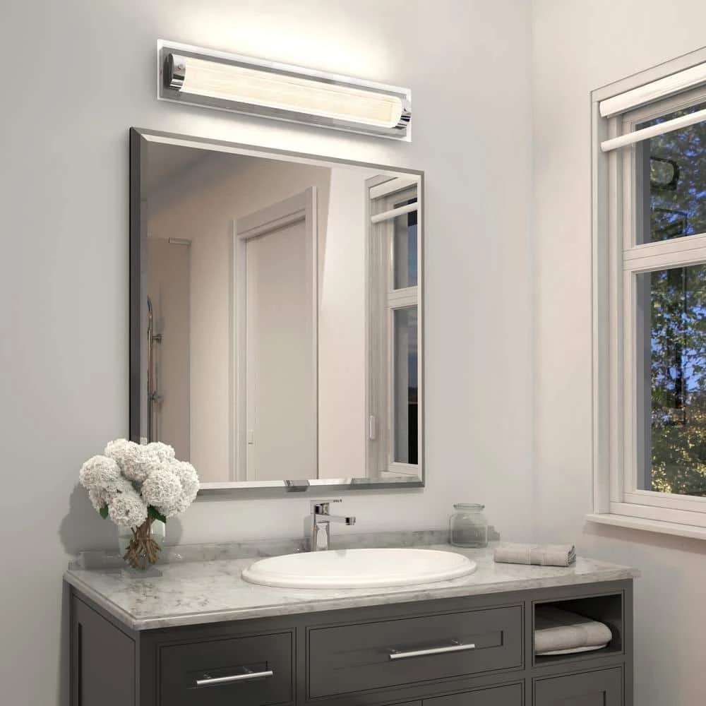 Glamour 27 in. 1-Light Chrome LED Modern Bath Vanity Light Bar for Bathroom with 3CCT by Artika 4 Glamour 27 in. 1-Light Chrome LED Modern Bath Vanity Light Bar for Bathroom with 3CCT by Artika - Image 2