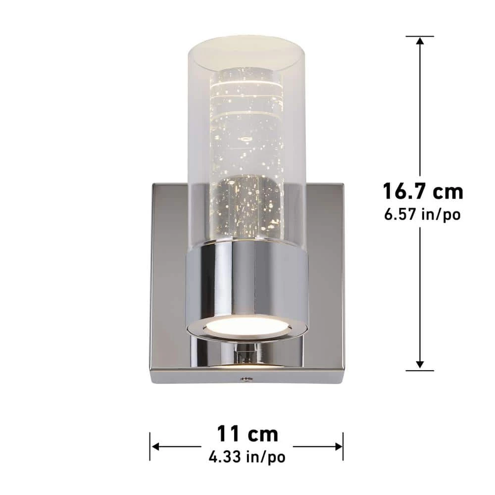 Essence 4.3 in. 1-Light Chrome LED Modern Indoor Wall Sconce with Bubble Glass for Hallway and Bathroom by Artika 5 Essence 4.3 in. 1-Light Chrome LED Modern Indoor Wall Sconce with Bubble Glass for Hallway and Bathroom by Artika - Image 3