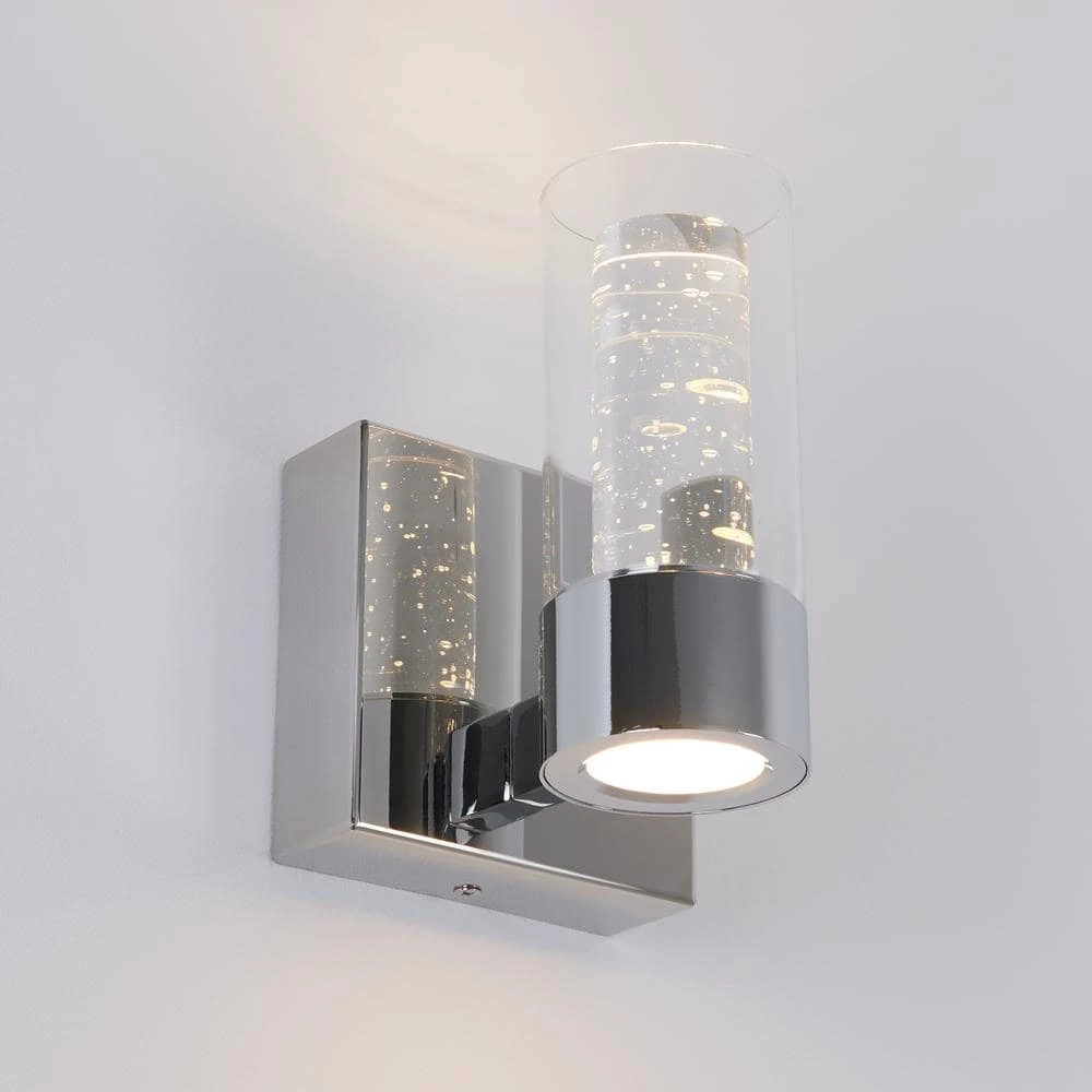 Essence 4.3 in. 1-Light Chrome LED Modern Indoor Wall Sconce with Bubble Glass for Hallway and Bathroom by Artika 6 Essence 4.3 in. 1-Light Chrome LED Modern Indoor Wall Sconce with Bubble Glass for Hallway and Bathroom by Artika - Image 4