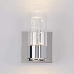 Essence 4.3 in. 1-Light Chrome LED Modern Indoor Wall Sconce with Bubble Glass for Hallway and Bathroom by Artika 15 Essence 4.3 in. 1-Light Chrome LED Modern Indoor Wall Sconce with Bubble Glass for Hallway and Bathroom by Artika -KINWELL shop chrome artika vanity lighting van1 rt fa 1000