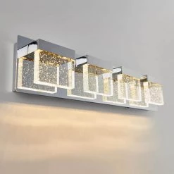 Essence Bubble Cube 24 in. 4-Light Chrome LED Modern Bath Vanity Light Bar for Bathroom by Artika