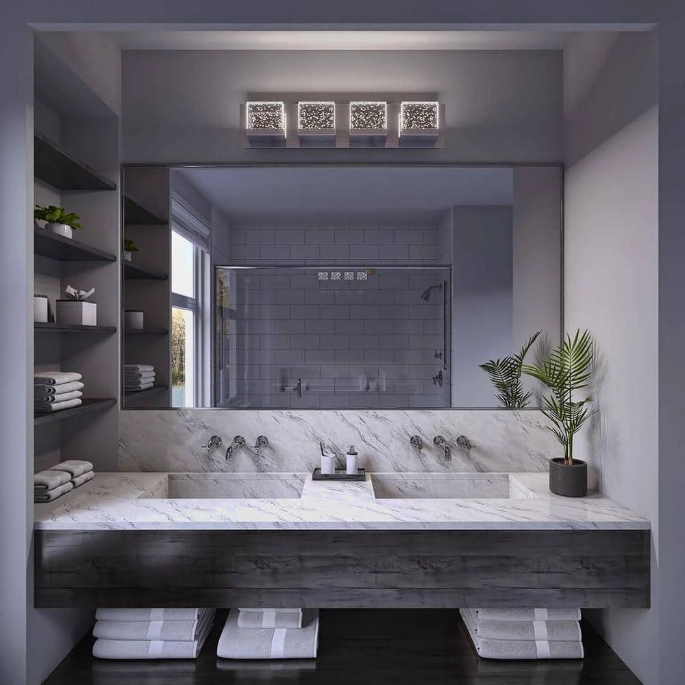 Essence Bubble Cube 24 in. 4-Light Chrome LED Modern Bath Vanity Light Bar for Bathroom by Artika 4 Essence Bubble Cube 24 in. 4-Light Chrome LED Modern Bath Vanity Light Bar for Bathroom by Artika - Image 2