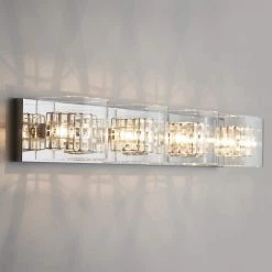 Metropolitan 31 in. 4-Light Chrome Modern Bath Vanity Light Bar for Bathroom by Artika -KINWELL shop chrome artika vanity lighting van4m hd1 44 1000