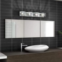 Metropolitan 31 in. 4-Light Chrome Modern Bath Vanity Light Bar for Bathroom by Artika -KINWELL shop chrome artika vanity lighting van4m hd1 76 1000