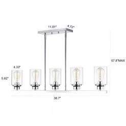 5-Light Chrome Dimmable Contemporary Kitchen Island Pendant with Clear Glass by Jushua -KINWELL shop chrome jushua chandeliers gol a60014 76 1000