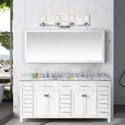 33 In. 4-Light Chrome Contemporary Bathroom Vanity Light with Glass by Jushua -KINWELL shop chrome jushua vanity lighting go l a40031 4f 1000
