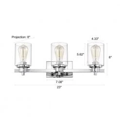 3-Light Chrome Dimmable Contemporary Bathroom Vanity-Light with Clear Glass by Jushua 15 3-Light Chrome Dimmable Contemporary Bathroom Vanity-Light with Clear Glass by Jushua -KINWELL shop chrome jushua vanity lighting gol a40029 76 1000