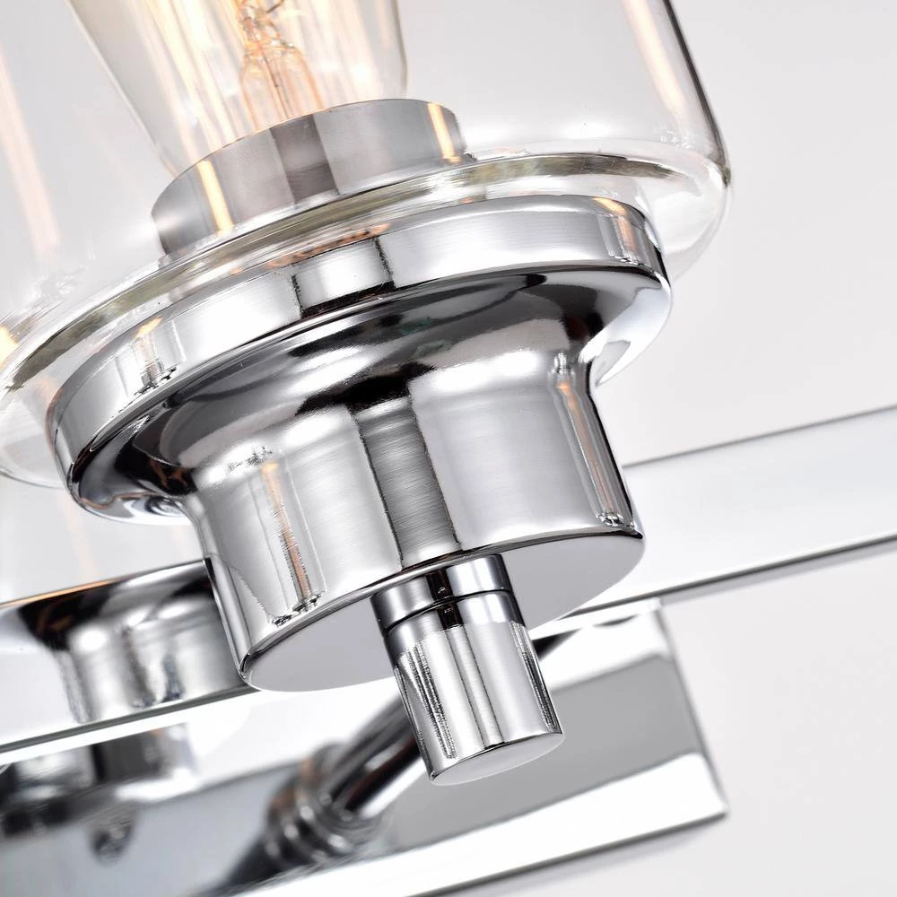 3-Light Chrome Dimmable Contemporary Bathroom Vanity-Light with Clear Glass by Jushua 8 3-Light Chrome Dimmable Contemporary Bathroom Vanity-Light with Clear Glass by Jushua - Image 6