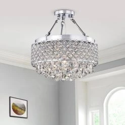 Modern 4-Light Chrome Finish Chandelier with Glass Shades by KINWELL 10 Modern 4-Light Chrome Finish Chandelier with Glass Shades by KINWELL -KINWELL shop chrome kinwell chandeliers bsc gs002 4f 1000