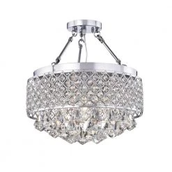 Modern 4-Light Chrome Finish Chandelier with Glass Shades by KINWELL