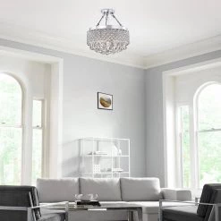 Modern 4-Light Chrome Finish Chandelier with Glass Shades by KINWELL 13 Modern 4-Light Chrome Finish Chandelier with Glass Shades by KINWELL -KINWELL shop chrome kinwell chandeliers bsc gs002 fa 1000