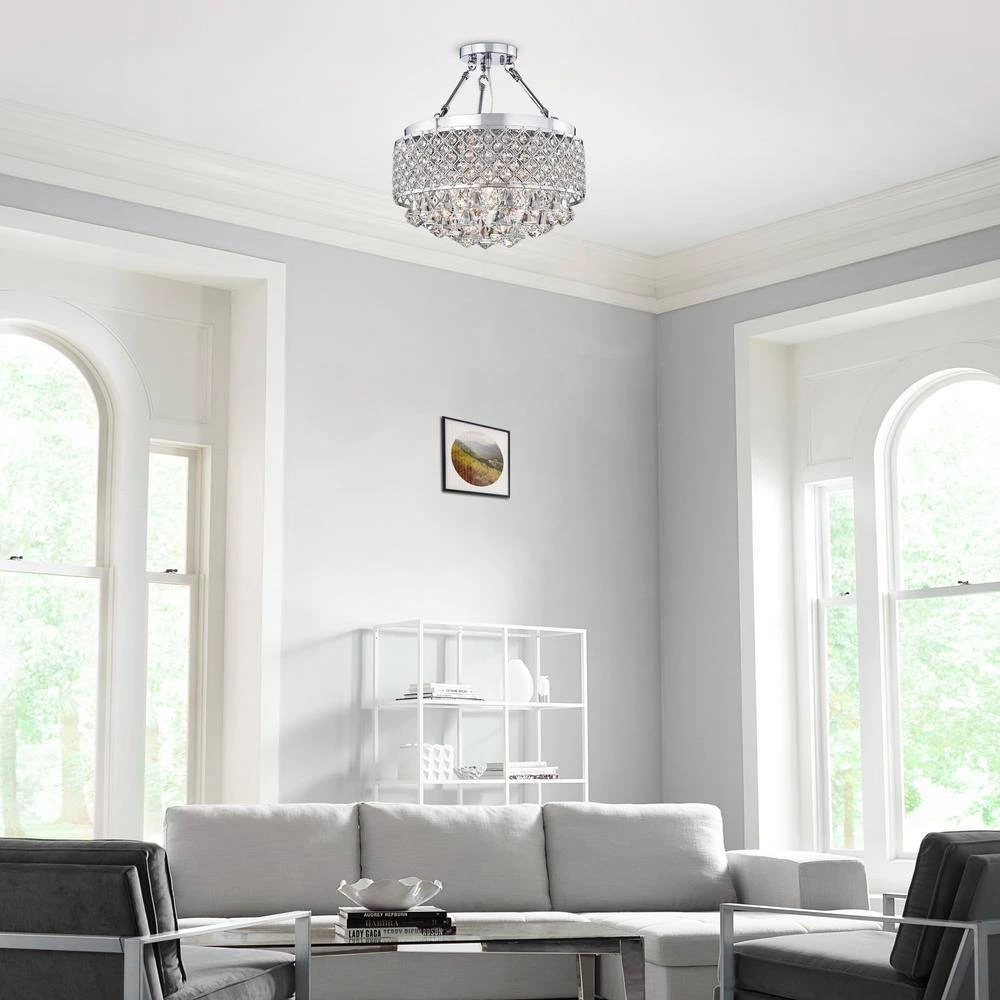 Modern 4-Light Chrome Finish Chandelier with Glass Shades by KINWELL 8 Modern 4-Light Chrome Finish Chandelier with Glass Shades by KINWELL - Image 6