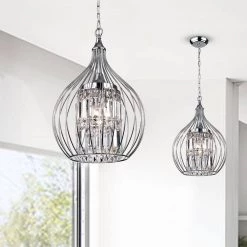 Contemporary 3-Light ChromeChandelier with Clear Seeded Glass Shades by KINWELL -KINWELL shop chrome kinwell chandeliers bsc gs009 sr 44 1000