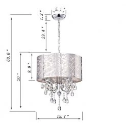 Modern 4-Light Chrome Vintage Drum Chandelier with Stainless steel Shade by KINWELL 10 Modern 4-Light Chrome Vintage Drum Chandelier with Stainless steel Shade by KINWELL -KINWELL shop chrome kinwell chandeliers bsc gs022 4f 1000