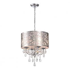 Modern 4-Light Chrome Vintage Drum Chandelier with Stainless steel Shade by KINWELL