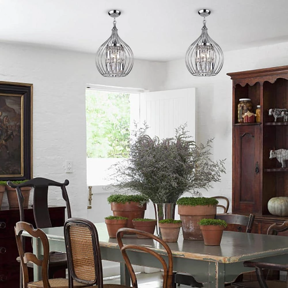 Contemporary 13.4 in. 3-Light Chrome Semi-Flush Mount by KINWELL 5 Contemporary 13.4 in. 3-Light Chrome Semi-Flush Mount by KINWELL - Image 3