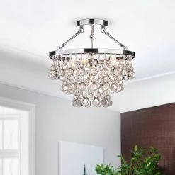 Contemporary 16.1 in. 5-Light Chrome Semi-Flush Mount by KINWELL 12 Contemporary 16.1 in. 5-Light Chrome Semi-Flush Mount by KINWELL -KINWELL shop chrome kinwell flush mount lights bsc gs015 sr 44 1000