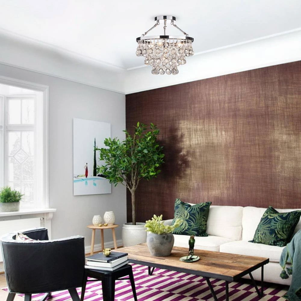 Contemporary 16.1 in. 5-Light Chrome Semi-Flush Mount by KINWELL 8 Contemporary 16.1 in. 5-Light Chrome Semi-Flush Mount by KINWELL - Image 6