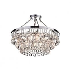 Contemporary 24 in. 9-Light Chrome Semi-Flush Mount by KINWELL