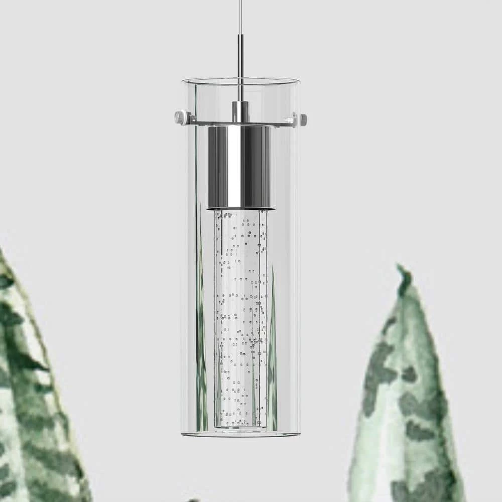 8-Watt Integrated LED Chrome Pendant with Crystal Bubble Glass Shade by Pia Ricco 10 8-Watt Integrated LED Chrome Pendant with Crystal Bubble Glass Shade by Pia Ricco - Image 8
