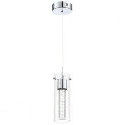 8-Watt Integrated LED Chrome Pendant with Crystal Bubble Glass Shade by Pia Ricco