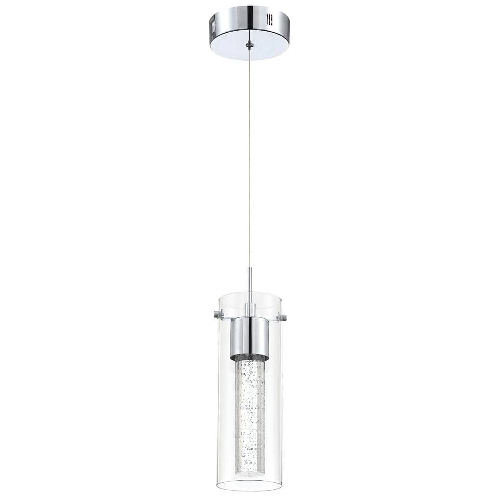 8-Watt Integrated LED Chrome Pendant with Crystal Bubble Glass Shade by Pia Ricco 3 8-Watt Integrated LED Chrome Pendant with Crystal Bubble Glass Shade by Pia Ricco