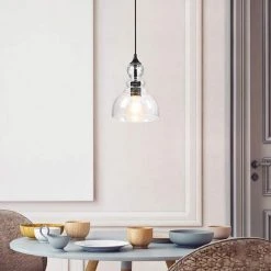 1-Light Dark Bronze Teardrop Pendant Light with Clear Seeded Glass Shade by Pia Ricco -KINWELL shop dark bronze pia ricco chandeliers 1jay jp121 c3 1000