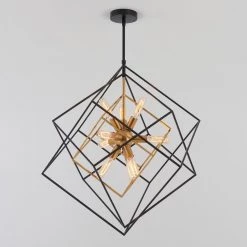 Imperium 9-Light Gold Sputnik Geometric Modern Industrial Caged Chandelier for Dining Room by Artika 14 Imperium 9-Light Gold Sputnik Geometric Modern Industrial Caged Chandelier for Dining Room by Artika -KINWELL shop gold artika chandeliers chmp rn 1f 1000